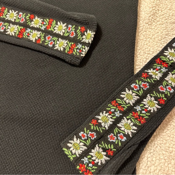 Free People Black Long Sleeve Top with Patterned Sleeves - Picture 8 of 13